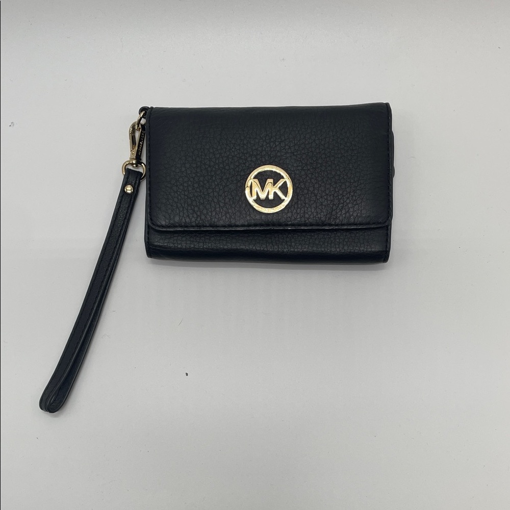 Michael Kors Black Leather Wristlet